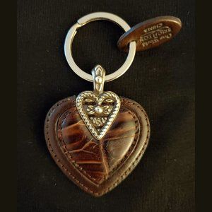 Brighton Pretty Embossed Leather with Filigree Heart Key Fob, NWOT Unused